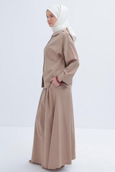 Allday S32036A0 Vizon Kadın Bebe Yakalı Keten Etekli Takım