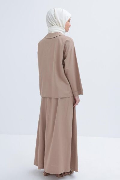 Allday S32036A0 Vizon Kadın Bebe Yakalı Keten Etekli Takım