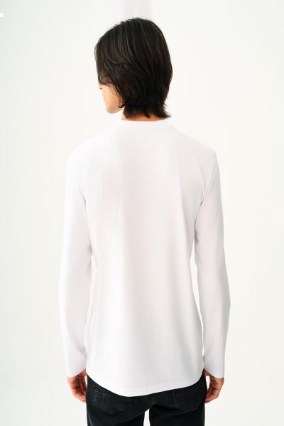 Loft 2037825 Beyaz Erkek Regular Fit Önü Baskılı Bisiklet Yaka Tshirt