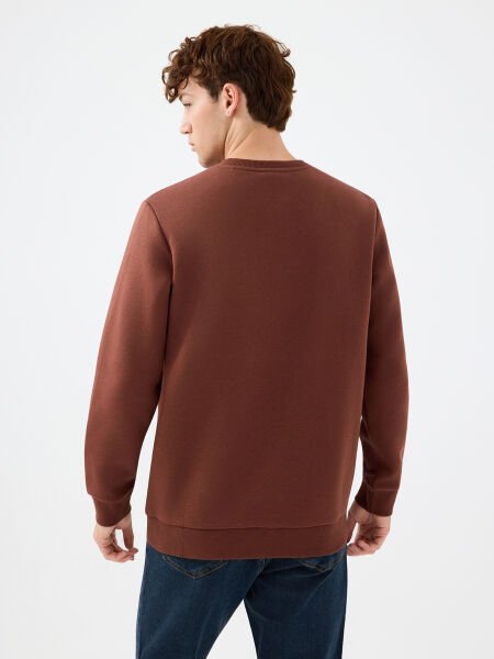 Loft 2034268 Kiremit Erkek Regular Fit Üç İplik Yazı Detaylı Bisiklet Yaka Sweat