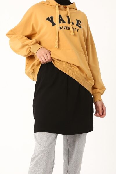 Allday 21OX06002AL0 Siyah Kadın Pamuklu Penye İçlik Etek