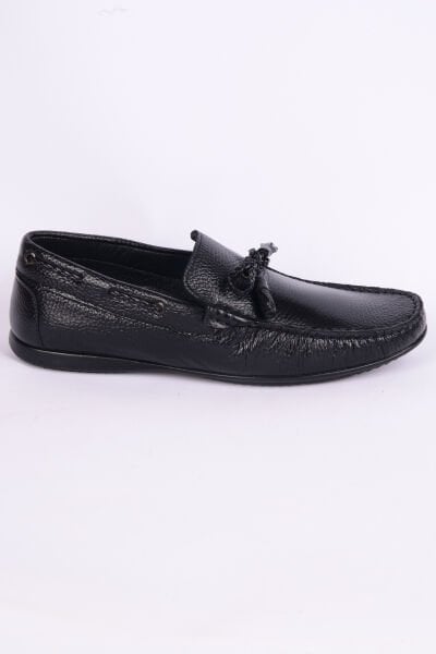 New Onix 197 Deri Rahat Taban Püsküllü İnce Taban Rahat Hafif Esnek Siyah Günlük Erkek Ayakkabı