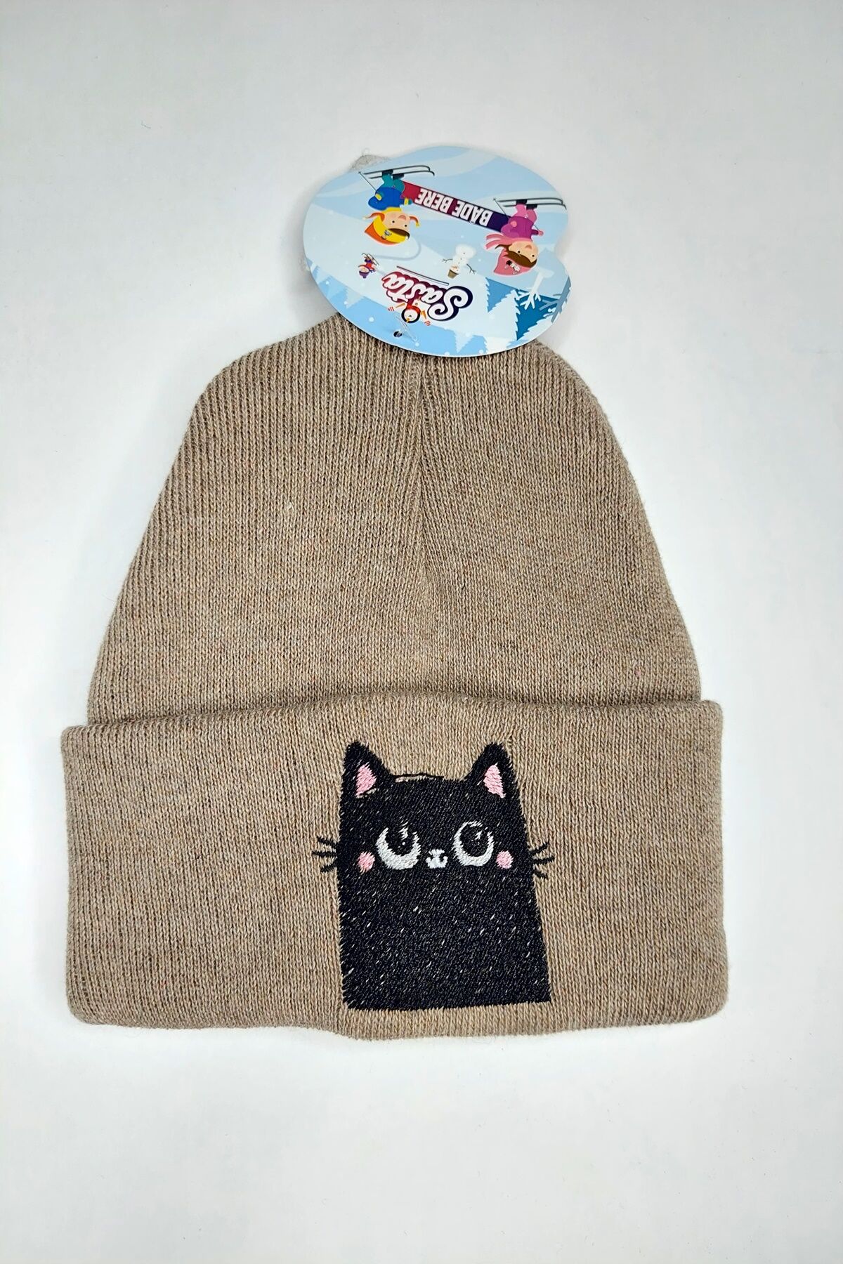 Hanece Kids Vizon Kedi Nakışlı Kız Çocuk Bere