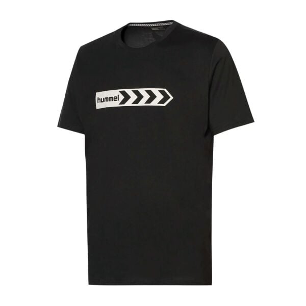 Hummel 912054-2001 Siyah Erkek Bisiklet Yaka Pamuklu Logo Detaylı Tshirt