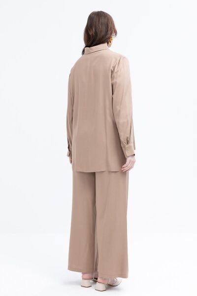 Allday S30094A9 Vizon Kadın Cep Detaylı Büyük Beden Pantolonlu Takım