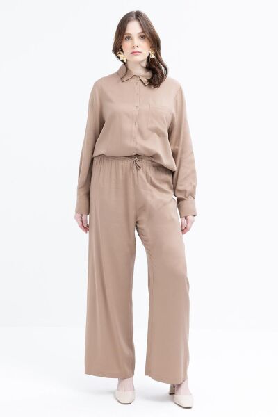 Allday S30094A9 Vizon Kadın Cep Detaylı Büyük Beden Pantolonlu Takım