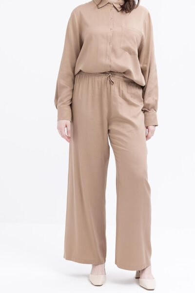 Allday S30094A9 Vizon Kadın Cep Detaylı Büyük Beden Pantolonlu Takım