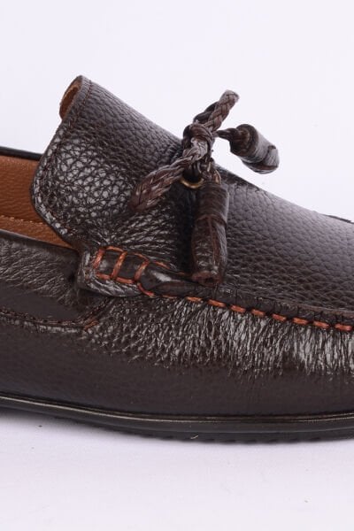 New Onix 197 Deri Rahat Taban Püsküllü İnce Taban Rahat Hafif Esnek Kahverengi Günlük Erkek Ayakkabı