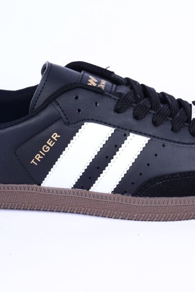 Walkway Triger Deri Süet Detaylı Rahat Taban Bağcıklı Esnek Siyah-Beyaz Günlük Unisex Spor Ayakkabı