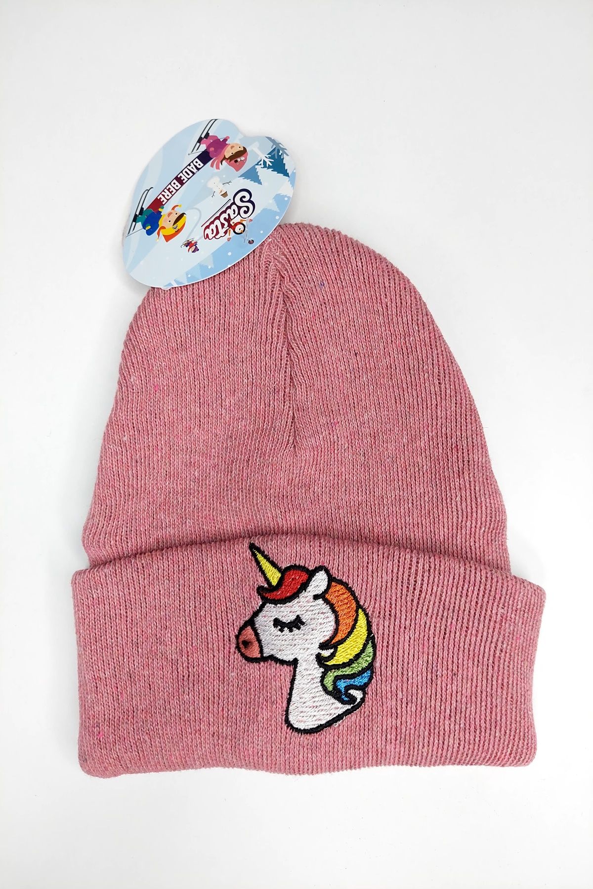 Hanece Kids Pembe Ünicorn Nakışlı Kız Çocuk Bere