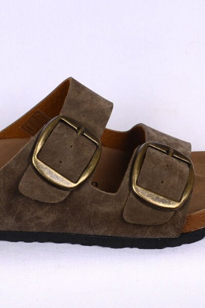 Pierre Cardin 7551 Anatomik Rahat Orijinal Ürün Çift Tokalı Vizon Kadın Terlik