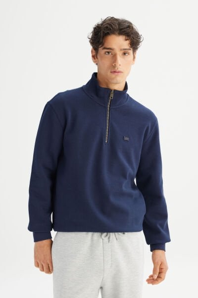 LEE L22520312411 Lacivert Erkek Yarım Fermuarlı Regular Fit Sweatshirt