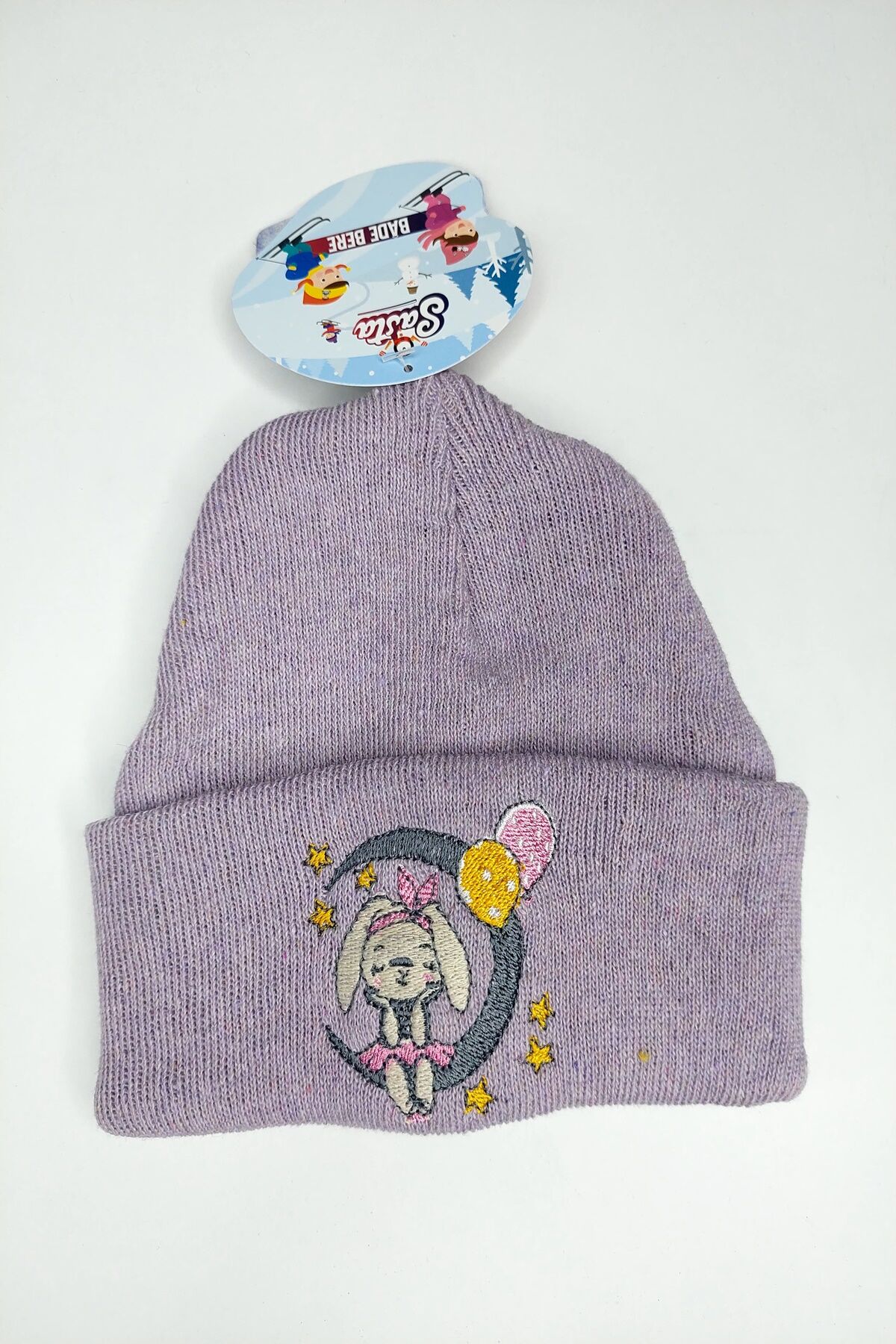 Hanece Kids Lila Tavşan Nakışlı Kız Çocuk Bere