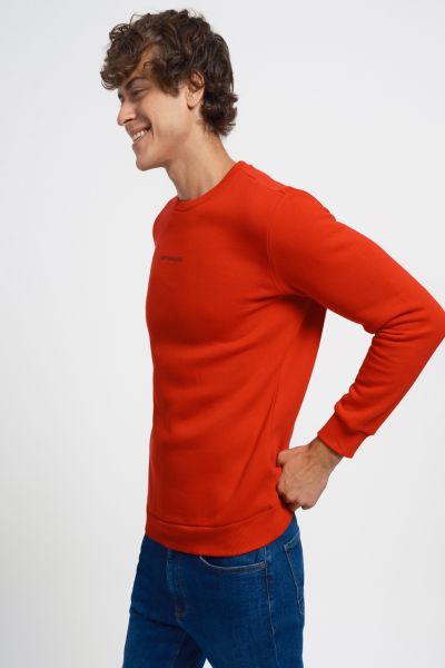 Loft 2034268 Kırmızı Erkek Regular Fit Üç İplik Yazı Detaylı Bisiklet Yaka Sweat