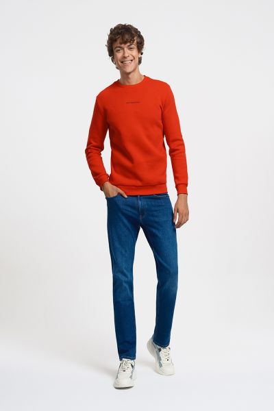 Loft 2034268 Kırmızı Erkek Regular Fit Üç İplik Yazı Detaylı Bisiklet Yaka Sweat