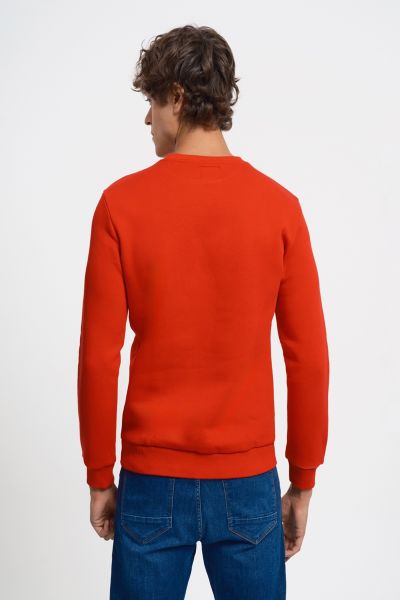 Loft 2034268 Kırmızı Erkek Regular Fit Üç İplik Yazı Detaylı Bisiklet Yaka Sweat
