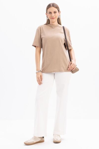 Allday S16032A0 Vizon Kadın Kısa Kollu Nakış Detaylı Süprem T-Shirt