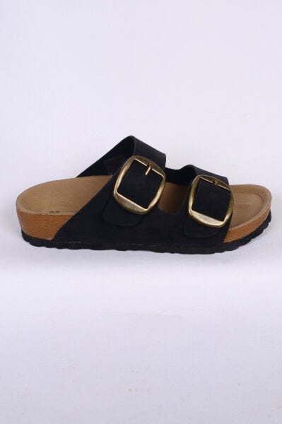 Pierre Cardin 7551 Anatomik Rahat Orijinal Ürün Çift Tokalı Siyah Kadın Terlik