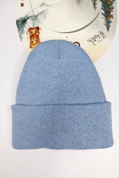 Hanece Kids Peluş Buz Mavi Ayıcıklı Erkek Çocuk Bere