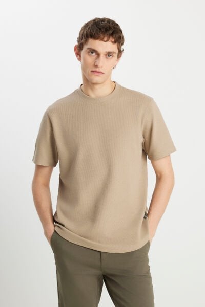 Wrangler W25107118614 Bej Erkek Regular Fit Bisiklet Yaka T-shirt