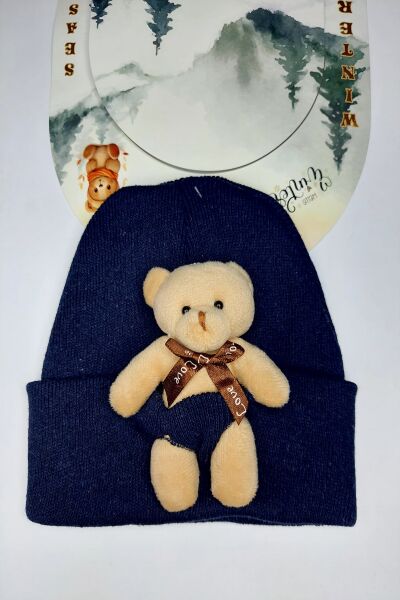 Hanece Kids Peluş Lacivert Ayıcıklı Erkek Çocuk Bere