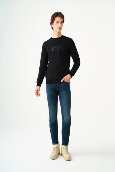 Loft 2037697 Siyah Erkek Üç İplik Bisiklet Yaka Siyah Logolu Sweat