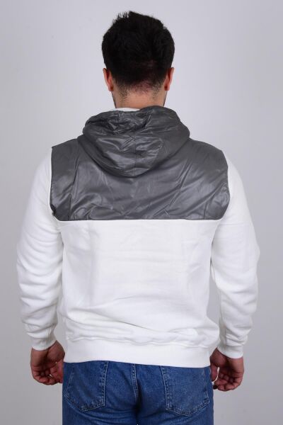 Cazador 23KCEEO05041 Ekru Önü Çıtçıtlı Fermuarlı Kapüşonlu Erkek Sweat