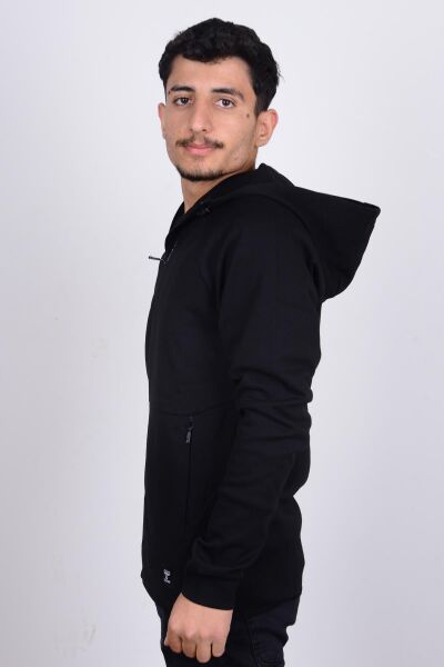 Hummel 921647-2001 Siyah Kapüşonlu Erkek Hırka
