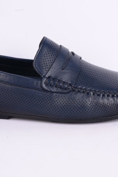 New Onix 199 Deri Rahat Taban Desenli İnce Taban Hafif Rahat Esnek Lacivert Günlük Erkek Ayakkabı