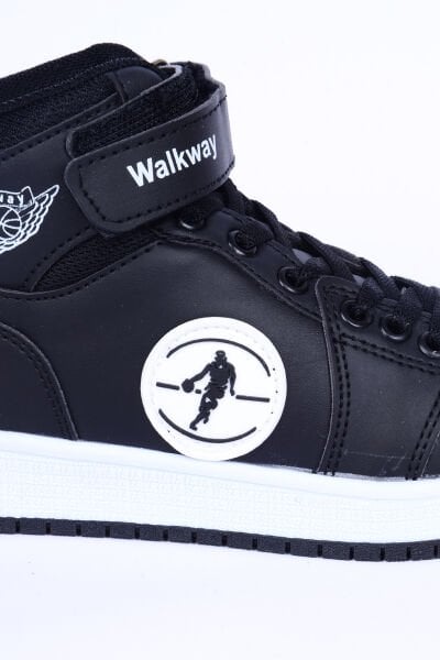 Walkway Sloga Hı F Deri Boğazlı Rahat Taban Siyah Günlük Unisex Çocuk Spor Ayakkabı