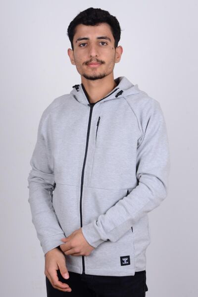 Hummel 921647-2006 Gri Kapüşonlu Erkek Hırka