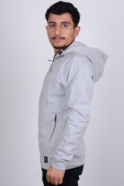 Hummel 921647-2006 Gri Kapüşonlu Erkek Hırka