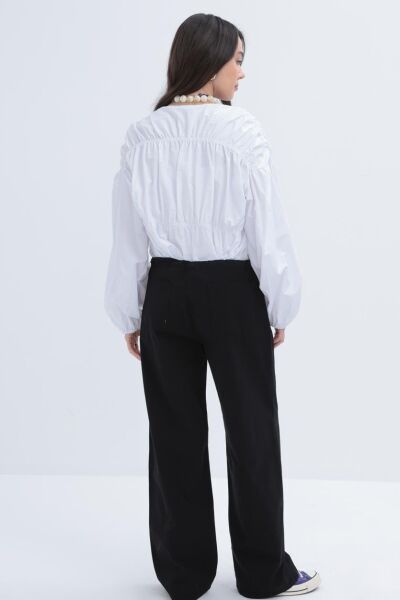 Allday S77117A0 Siyah Kadın Geniş Paça Gabardin Pantolon