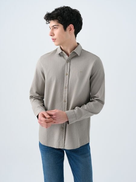 Loft 2038615 Koyu Haki Erkek Uzun Kollu %100 Pamuk Gömlek