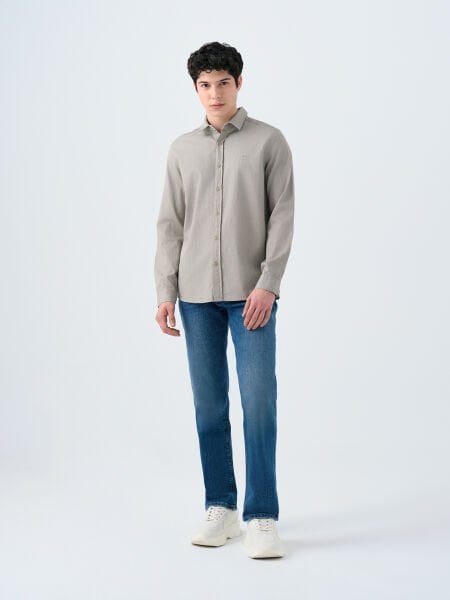 Loft 2038615 Koyu Haki Erkek Uzun Kollu %100 Pamuk Gömlek