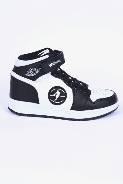 Walkway Sloga Hı F Deri Boğazlı Rahat Taban Siyah-Beyaz Günlük Unisex Çocuk Spor Ayakkabı
