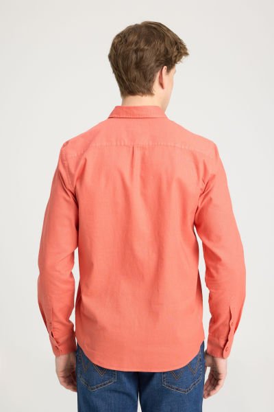 Wrangler W5MY20527933L Turuncu Erkek Regular Fit Normal Kesim %100 Pamuk Gömlek
