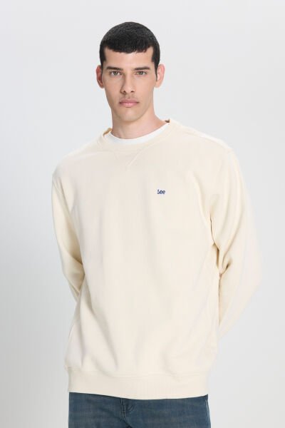 LEE L81IRY102 Ekru Erkek Bisiklet Yaka Regular Fit Sweatshirt