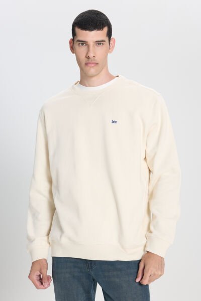 LEE L81IRY102 Ekru Erkek Bisiklet Yaka Regular Fit Sweatshirt