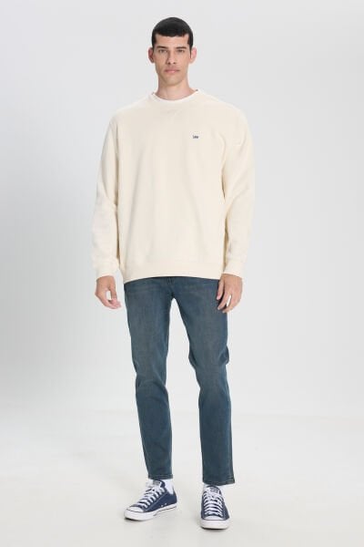 LEE L81IRY102 Ekru Erkek Bisiklet Yaka Regular Fit Sweatshirt