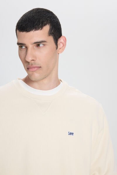 LEE L81IRY102 Ekru Erkek Bisiklet Yaka Regular Fit Sweatshirt