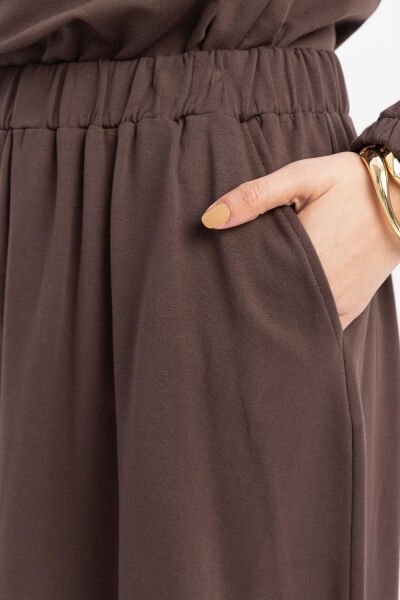 Allday S32038A0 Kahve Kadın Kapişonlu Etekli Takım