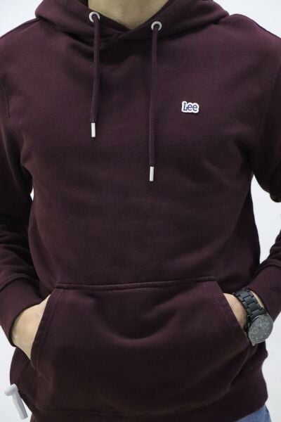 Lee L80YRY74 Erkek Bordo Kapüşonlu Sweat