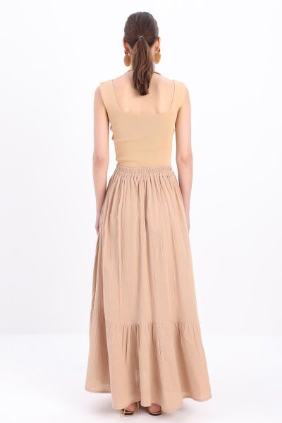 Allday 24DS62059AL0 Bej Kadın Müslim Kumaş Kloş Etek