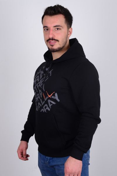 Cazador 5133 Siyah Önü Yazılı Kapüşonlu Erkek Sweat