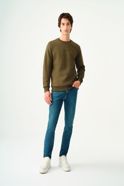 Loft 2037020 Yeşil Erkek Ricardo Dar Bacak Normal Kesim Silim Fİt Kot Pantalon