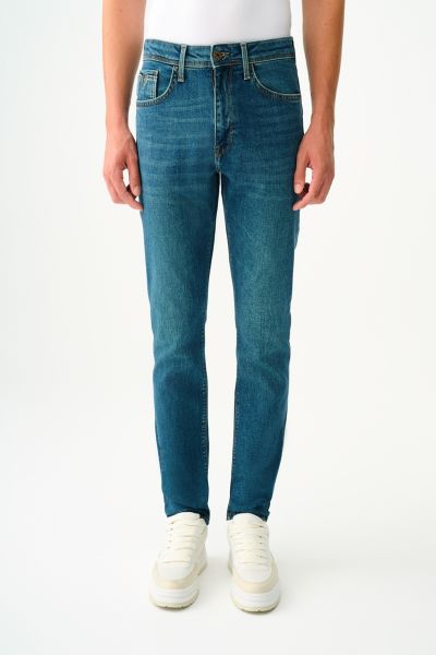 Loft 2037020 Yeşil Erkek Ricardo Dar Bacak Normal Kesim Silim Fİt Kot Pantalon