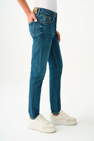 Loft 2037020 Yeşil Erkek Ricardo Dar Bacak Normal Kesim Silim Fİt Kot Pantalon