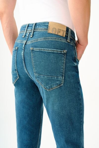 Loft 2037020 Yeşil Erkek Ricardo Dar Bacak Normal Kesim Silim Fİt Kot Pantalon