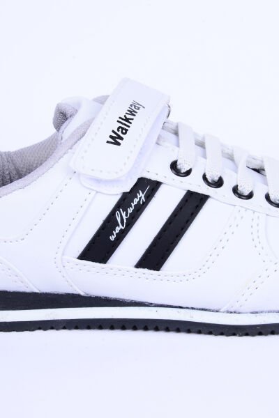 Walkway Effective Pu P Deri Rahat Taban Beyaz-Siyah Günlük Unisex Çocuk Spor Ayakkabı